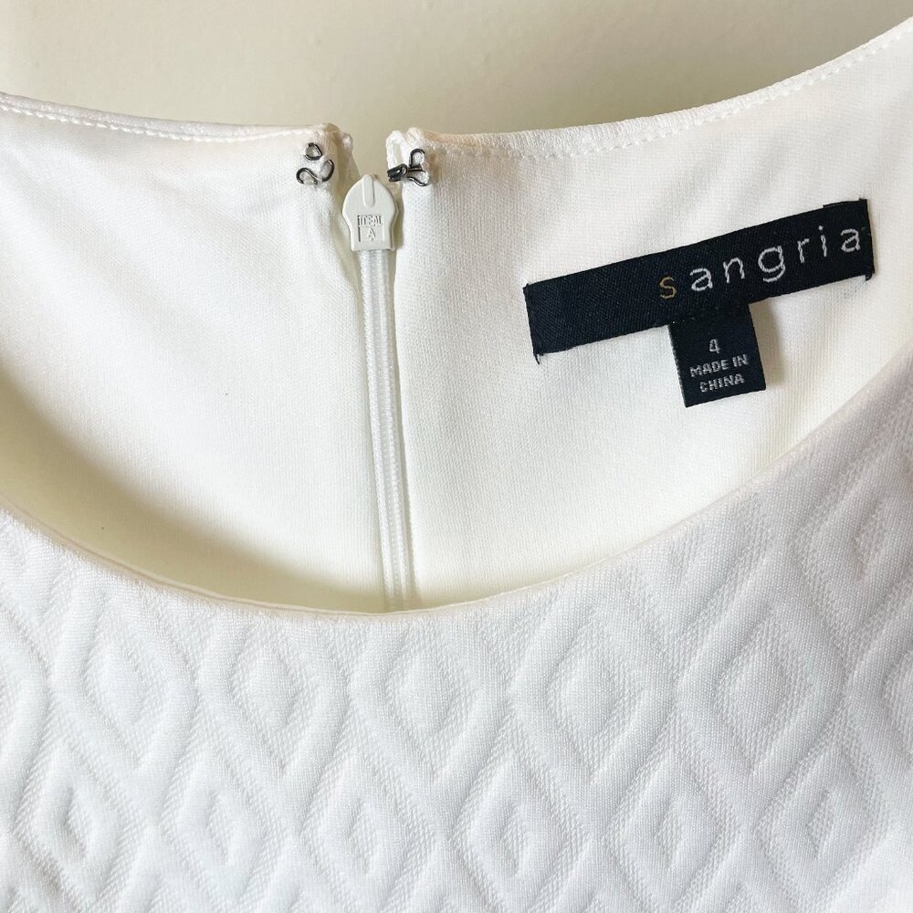 Sangria White Textured Midi Dress | Short Sleeve | Size 4 | NWT - Picture 2 of 12